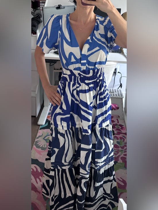 Anthropologie Dresses & Skirts - Anthropologie Blue and White Abstract Midi Dress